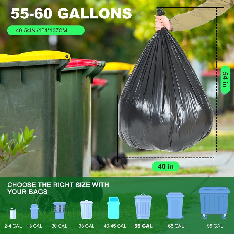 Heavy Duty 55 60 Gallon Black Trash Bags, 30 Count Contractor Liners1