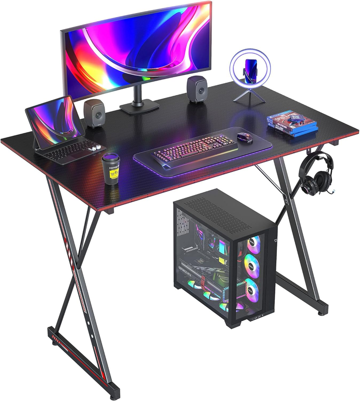 32" Gaming Desk   Black PC Workstation for Home Office & Gaming Setup0