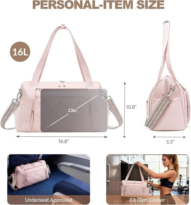 Gym Bag Women Duffle Weekender Travel Tote Wet Pocket Sports Dance Pink6