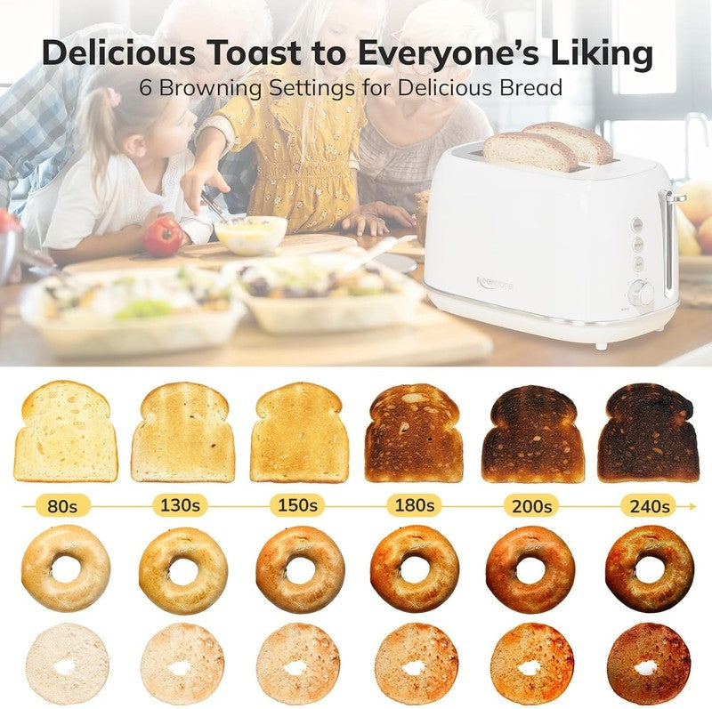 Retro 2 Slice Toaster White - Wide Slot, 6 Browning, Reheat, Defrost, Bagel3