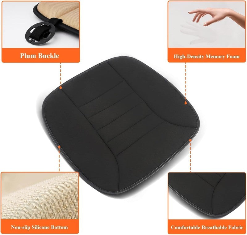 Car Seat Cushion 1.2" Memory Foam for Car & Office Chair – Black3