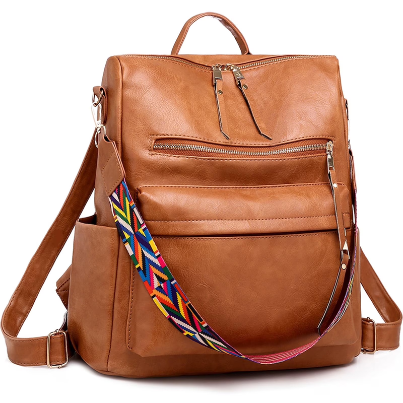 Fashion Waterproof Backpack Purse Women Convertible Bag Brown10
