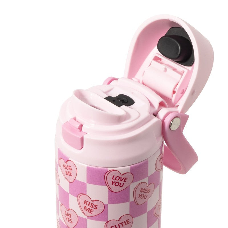 24oz Stainless Steel 2-in-1 Water Bottle Straw and Chug Lid Candy Hearts2