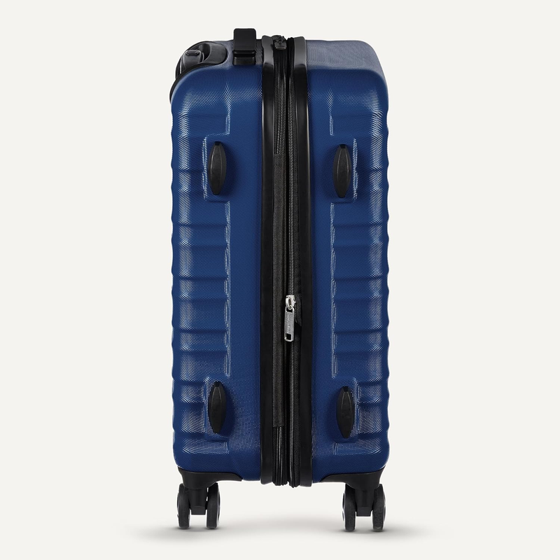 30in Large Checked Hardside Luggage Expandable Spinner Navy Blue4