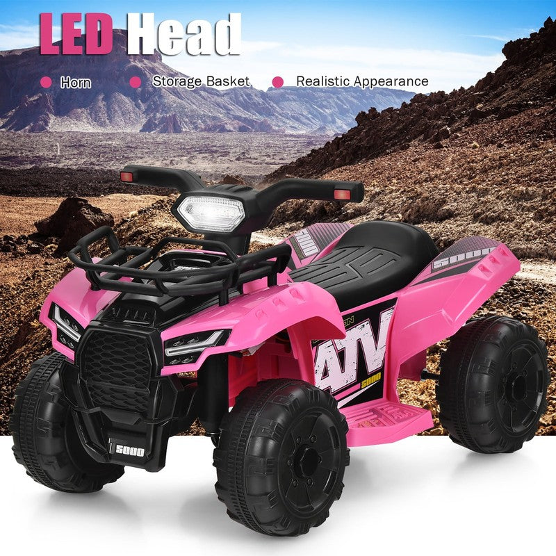 6V Kids ATV Quad Electric Ride on Car Toy Toddler with LED Light MP3 Pink3