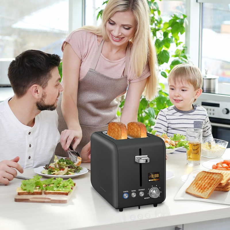 Dark Chocolate 2 Slice Stainless Steel Toaster - LCD, 7 Shades, Bagel, Defrost6