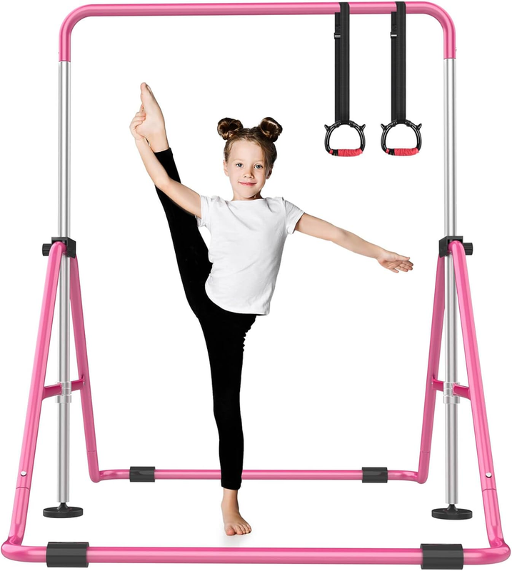Foldable Kids Gymnastics Bar 5 Height Adjustable Indoor/Outdoor 140lb Limit9