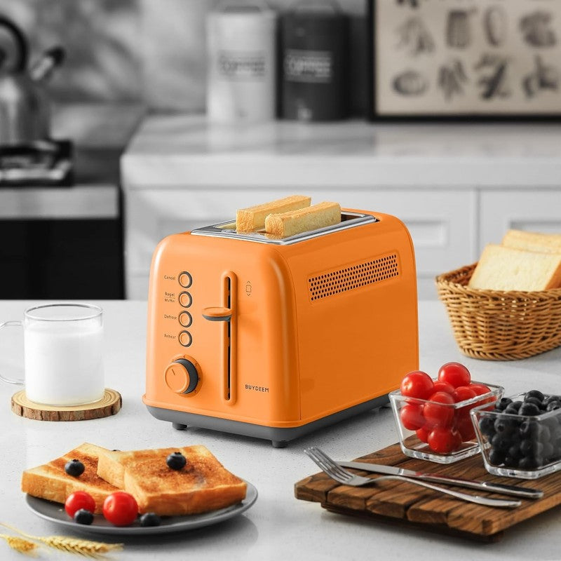 Retro 2 Slice Toaster Extra Wide Slots Stainless Steel 7 Shade Muffin Orange7