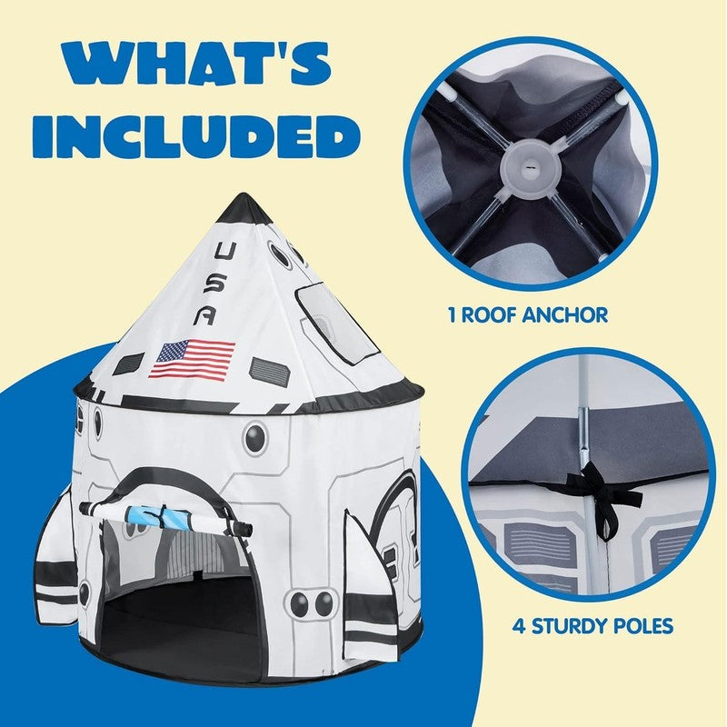 Rocket Ship Kids Pop Up Play Tent, Indoor/Outdoor Spaceship Playhouse7