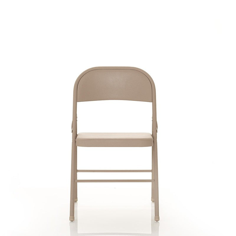 All Steel Metal Folding Chair, Beige, 4 Pack3