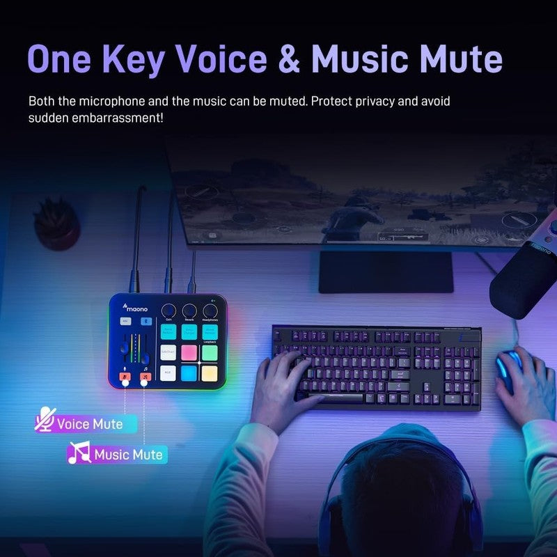 Gaming Audio Mixer RGB Bluetooth Pro Preamp 48V Phantom Live Streaming G1 NEO4