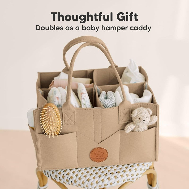 Baby Diaper Caddy Organizer w/ Handle, Portable Nursery & Car Storage Taupe5