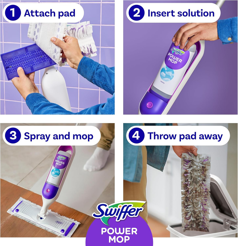 Powermop Multi Surface Mop Kit for Floor Cleaning, Includes Powermop, 2 Mopping 7