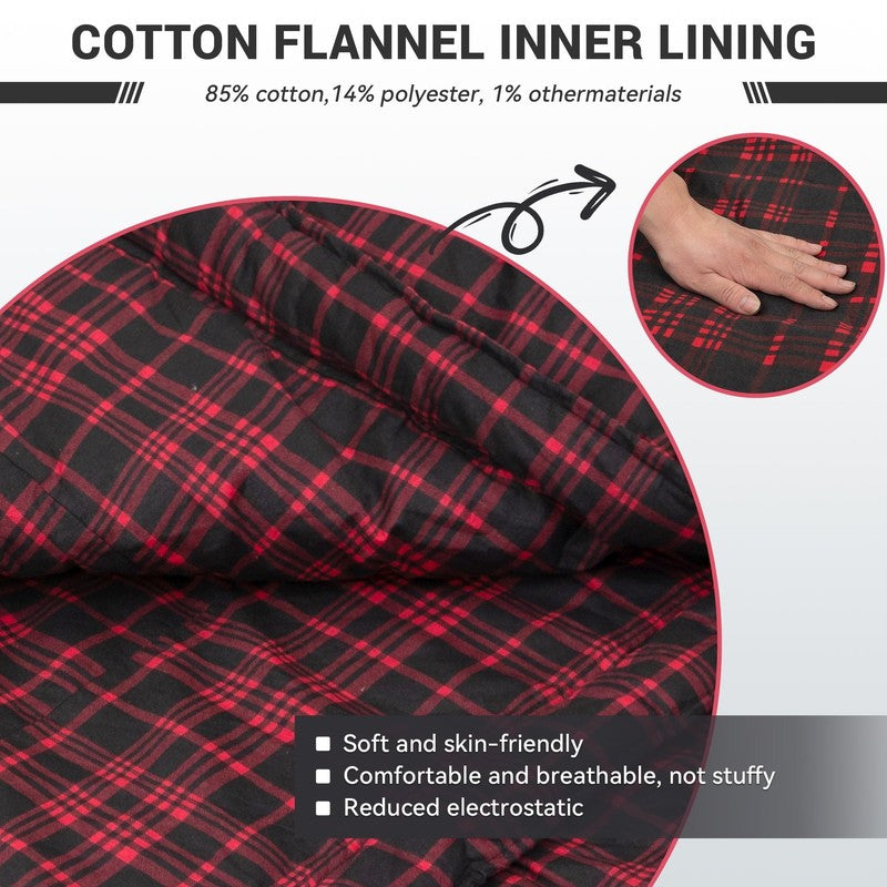 XL Cotton Flannel Sleeping Bags, Oversized Weatherproof 3-Season Sleep Bag with 1