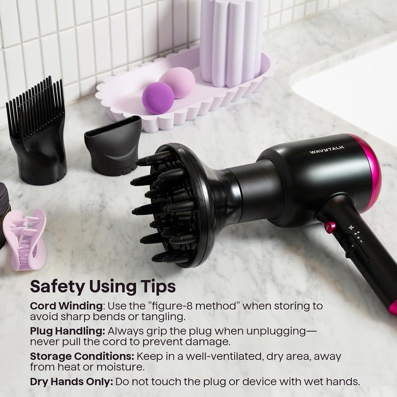 Ionic Hair Dryer with Diffuser & Comb - 1875W Fast Drying for All Hair Types6