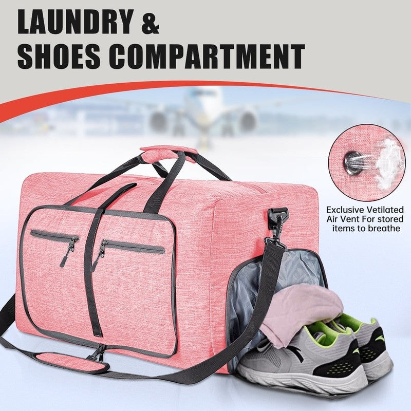 28" Large Travel Duffle Bag for Men, 80L Foldable Travel Duffel Bag with Shoes C5