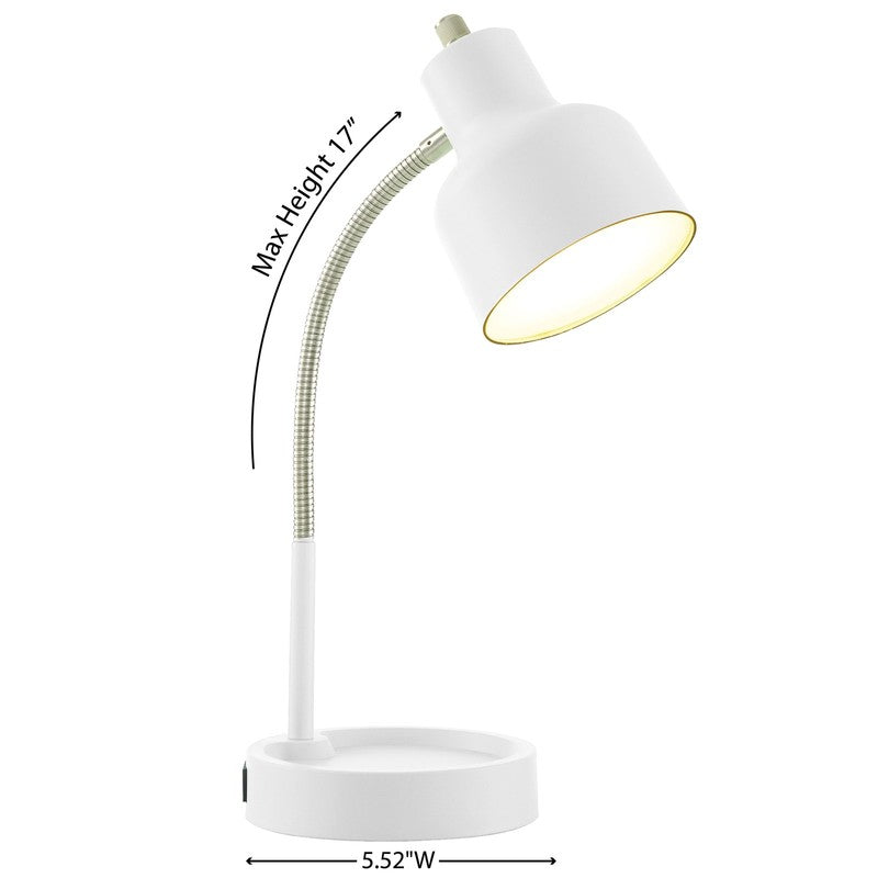 17in LED Desk Lamp Adjustable Flexible Neck AC Outlet Storage Base1