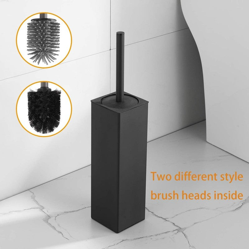 Toilet Brush and Holder Set, Matte Black Freestanding for Bathroom Storage and O1