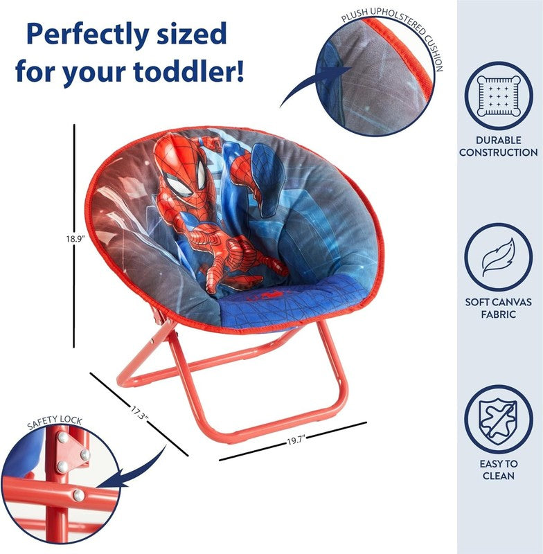 Spider Man 19” Folding Toddler Saucer Chair w/ Cushion Kids 3+2
