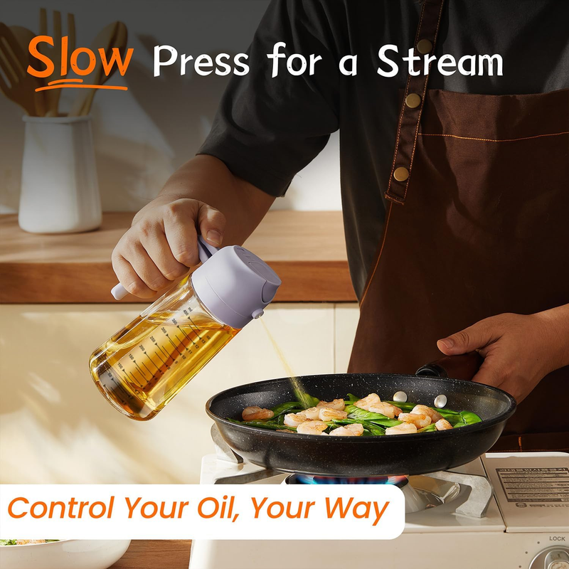 16oz Glass Olive Oil Sprayer 2 in 1 Dispenser Bottle Air Fryer BBQ Periwinkle2