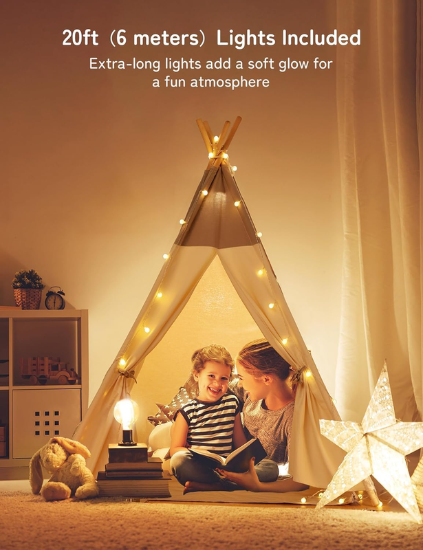 Teepee Tent for Kids with Light & Mat, Toddler Tents Indoor Play Tent Playhouse,1
