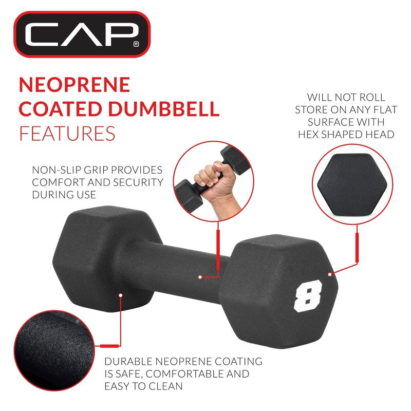 Barbell 32 Lb Neoprene Dumbbell Set with Rack, Black3