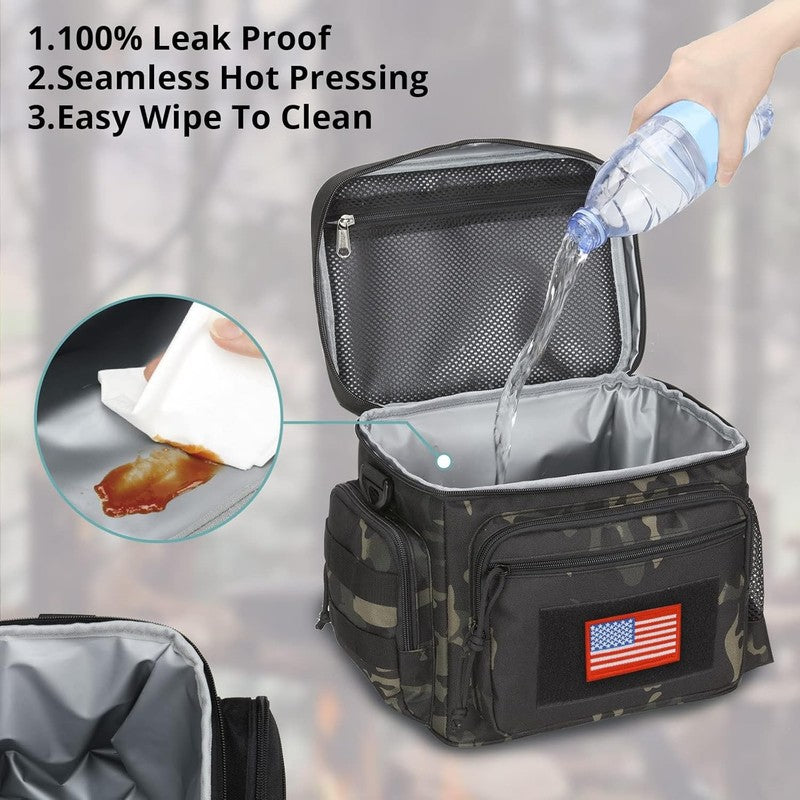 Tactical Lunch Box MOLLE Insulated Leakproof Cooler Bag Camo Black6