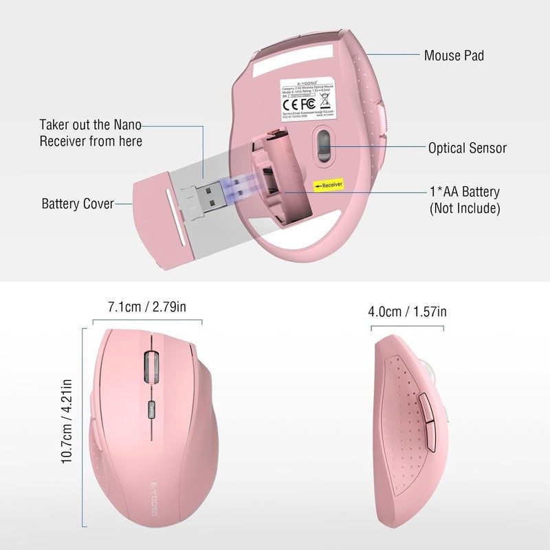 ireless Mouse 2.4Ghz 6 Buttons 4800 DPI Portable Optical Cordless USB4