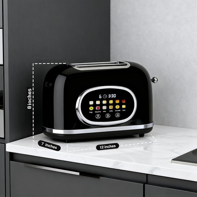 Smart Touch Screen 2 Slice Toaster Retro Stainless Steel, 6 Bread Settings Black7