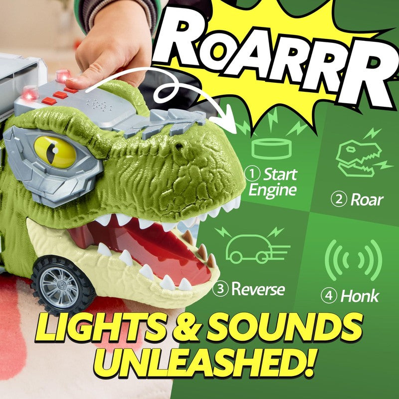 13 in 1 Dinosaur Truck Toys for Kids, Dinosaur Truck with Light & Sound, Includi1