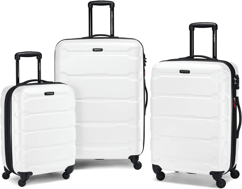 28" Hardside Expandable Luggage Spinner Wheels Checked Suitcase White6