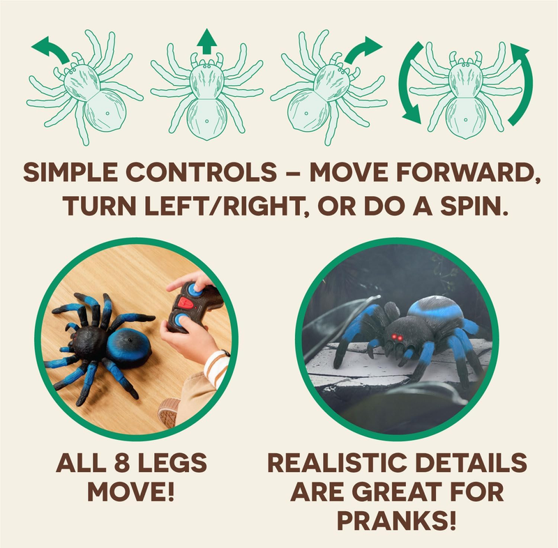 – Remote Control Tarantula for Kids with LED Eyes – Realistic Spider Toy with Mo3