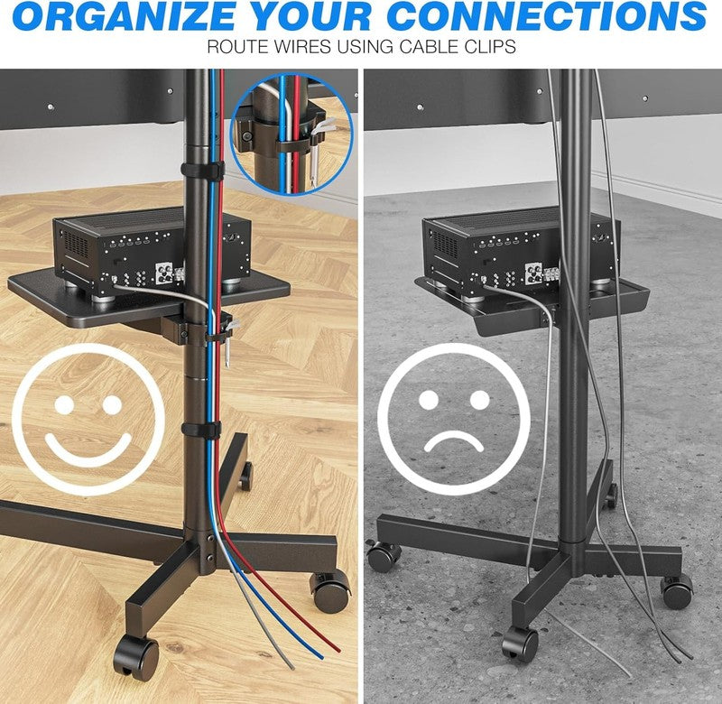 Mobile TV Stand with Wheels for 23–60" TVs up to 88 lbs, Shelf & Tilt5