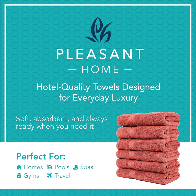Pleasant Home Bath Towels Set of 6 (24” X 50”) 100% Cotton, 515 GSM | Lightweigh1