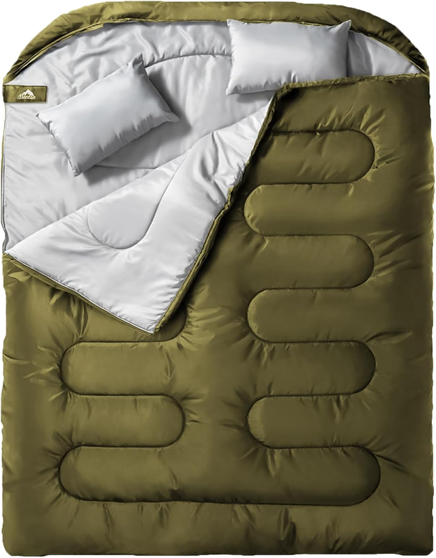 Double Sleeping Bag XL Queen Size 2 Person w/ Pillow All Season9