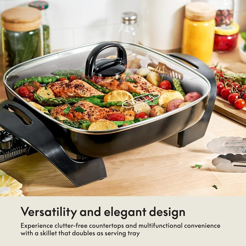 12x12 Electric Skillet w/ Glass Lid Nonstick Removable Probe Copper2