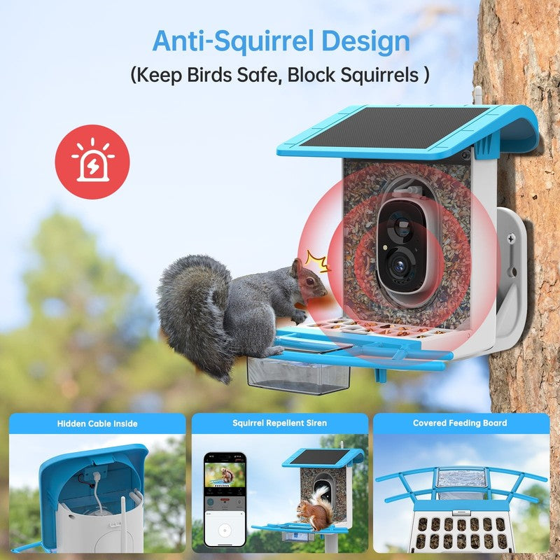 Smart Bird Feeder with Camera: Solar Powered Birdhouse with AI Recognition, Wire3