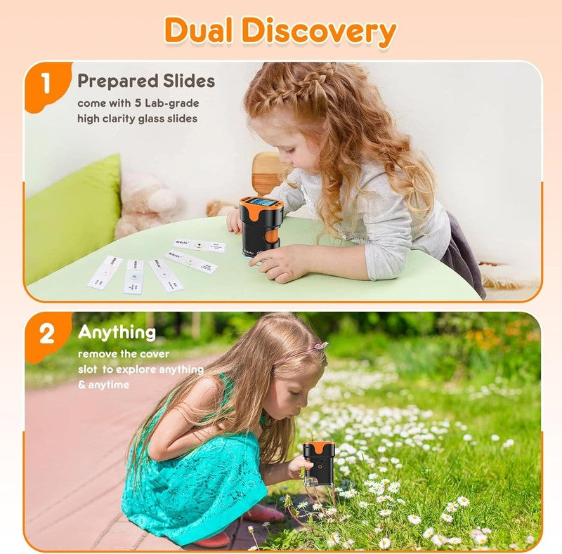 Kids 1000X Digital Handheld Microscope 4K, 2" Screen, Rechargeable w/Slides3
