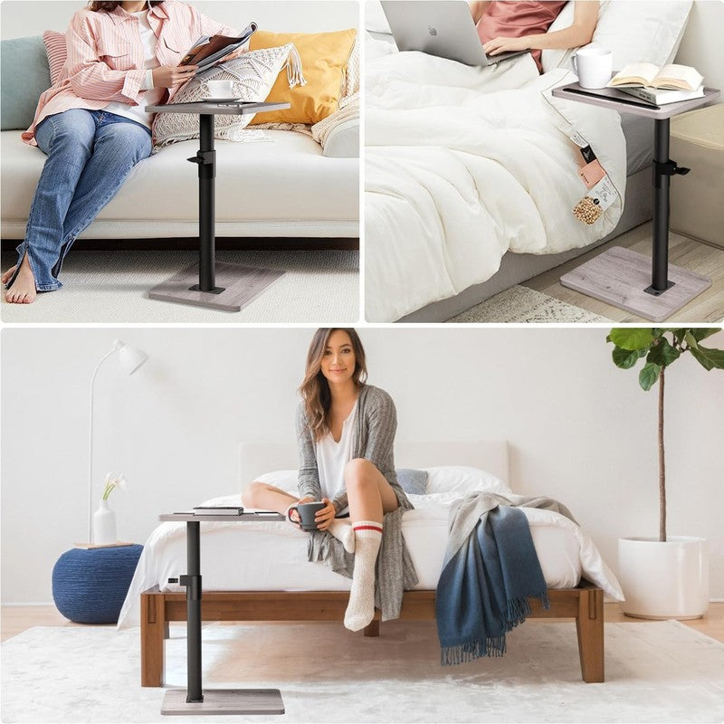360° Swivel Adjustable Sofa Arm Tray Table Gray Side Table4