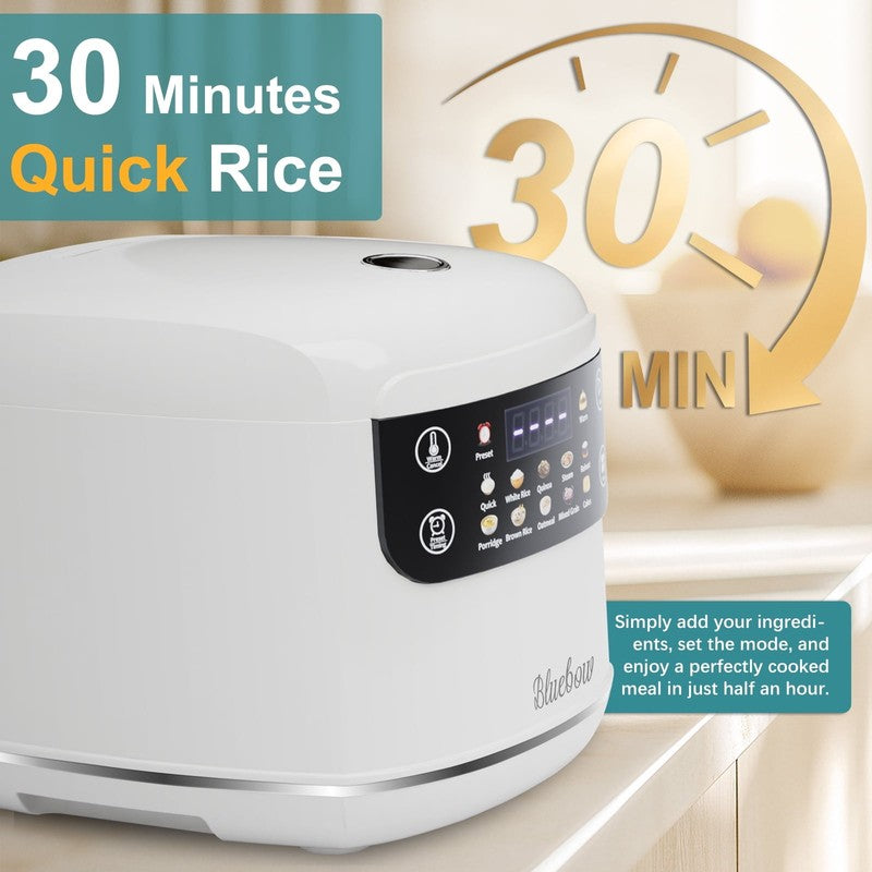 Digital Rice Cooker, 6 Cup/2.1Qt Small Rice Maker, 10 Presets, 24 Hour Delay Tim4