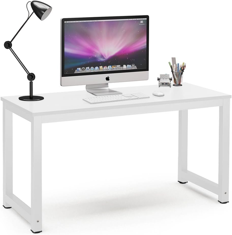 55" Computer Desk Large Office Study Writing Desk White Home Office7