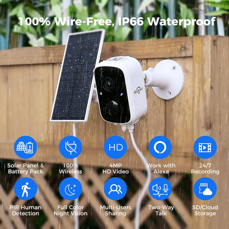 Solar Security Cameras Wireless Outdoor 2 Pack, Battery Powered 3K 4MP Wifi Came1