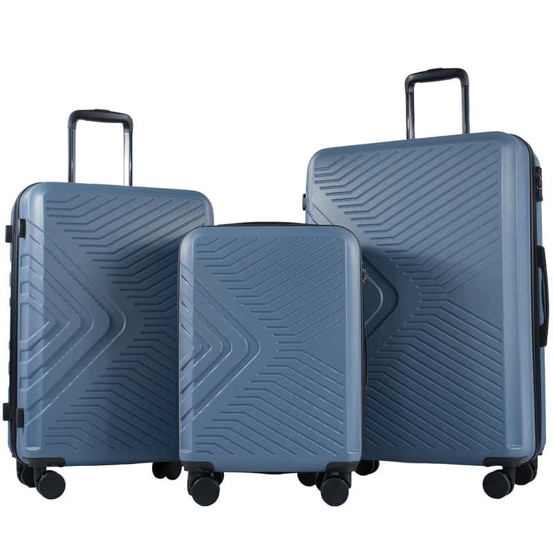 3Pc Hardside Luggage Set TSA Lock Spinner Wheels 20 24 28in Blue0
