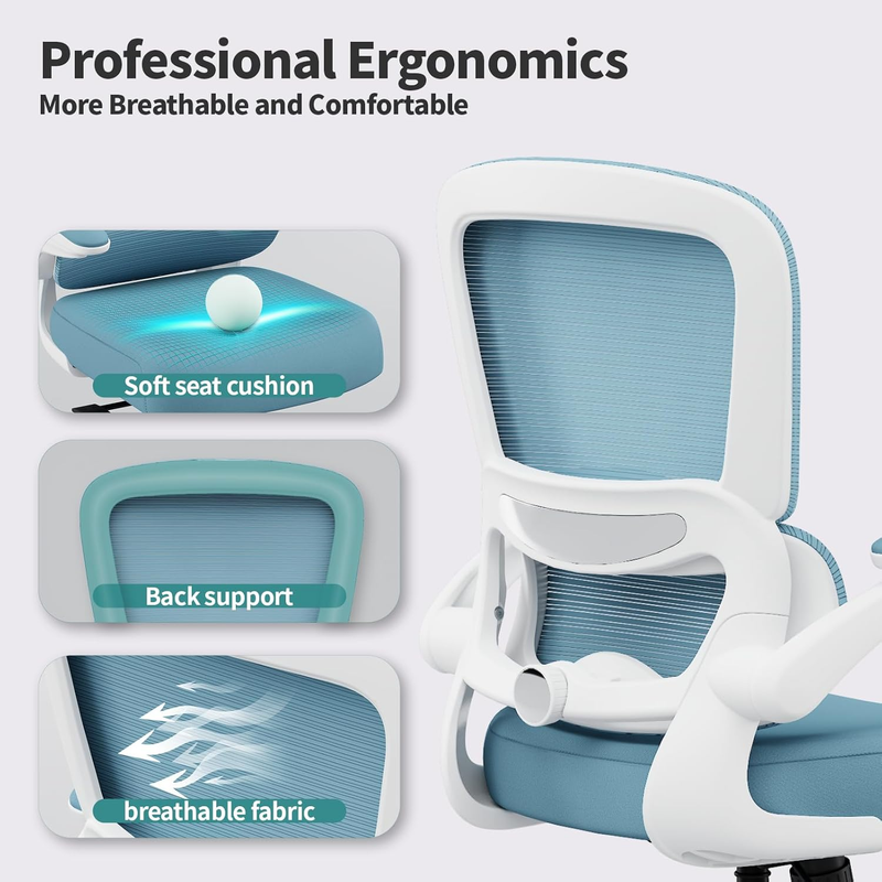 Ergonomic Office Chair Mesh Desk Chair Adjustable Executive Computer Sky Blue6