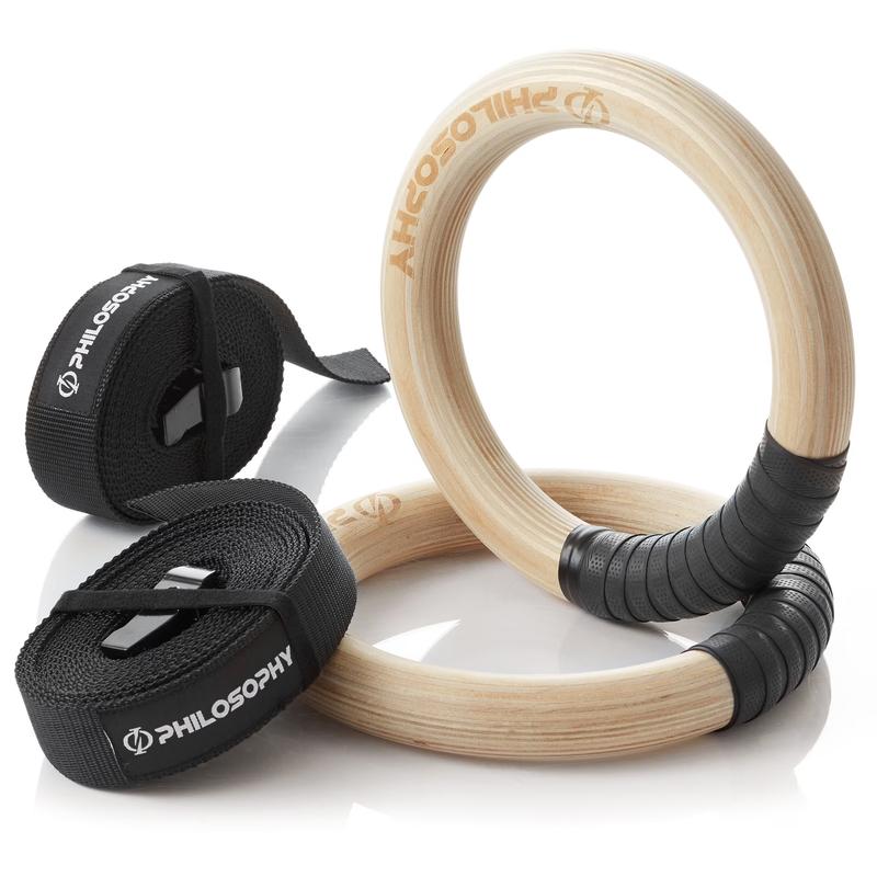 Wood Gymnastic Rings 1.25" Grip   Exercise Ring Set with Adjustable Straps, Grip6