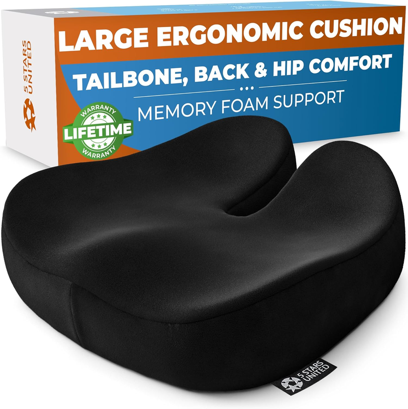 Seat Cushion for Office Chair Tailbone Sciatica Pain Relief Black10