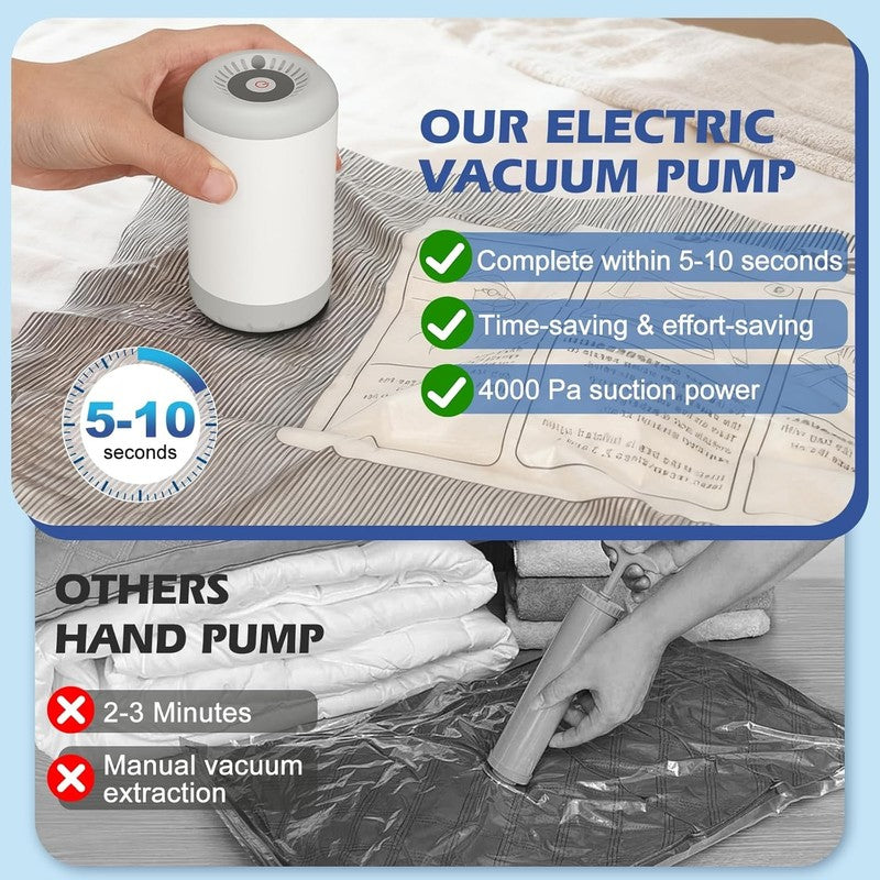 Travel Vacuum Storage Bags with Rechargeable Air Pump, 18 Pack Portable Space Sa4