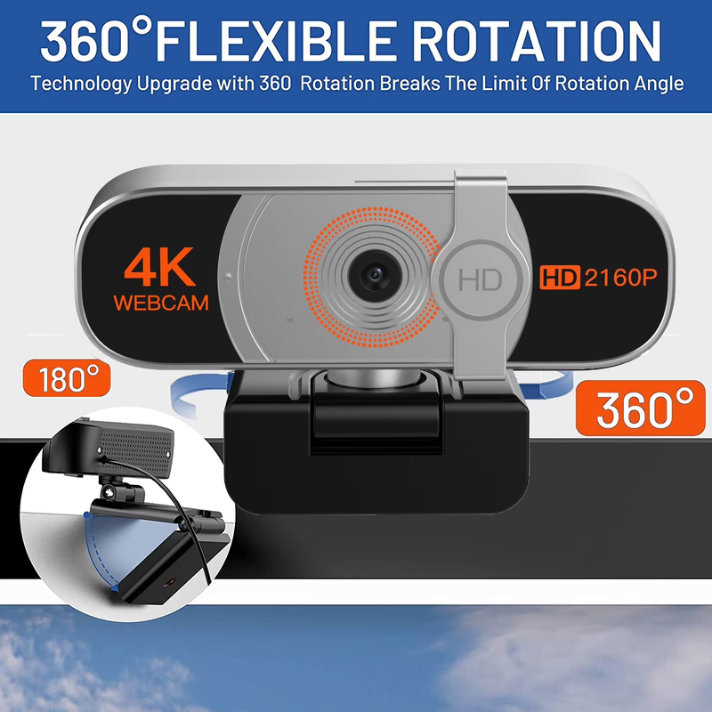 4K Webcam Auto Zoom Remote Privacy Cover Mic USB for PC Laptop Desktop5