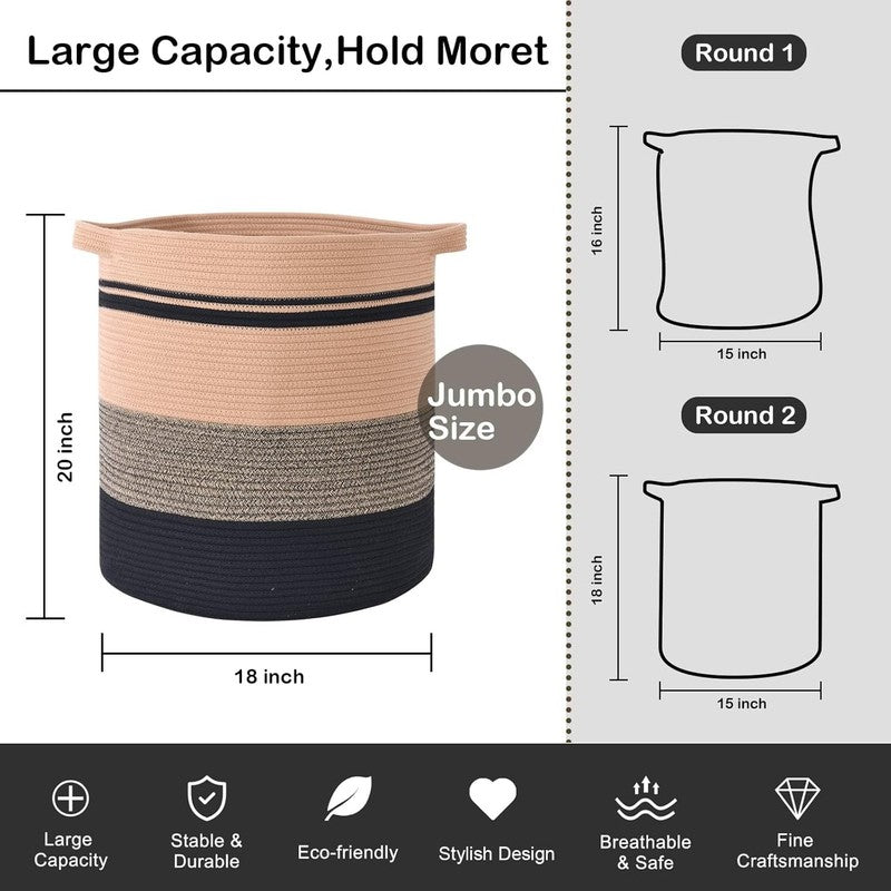 80L Laundry Hamper with Handles, Woven Storage Basket for Clothes, Toys2