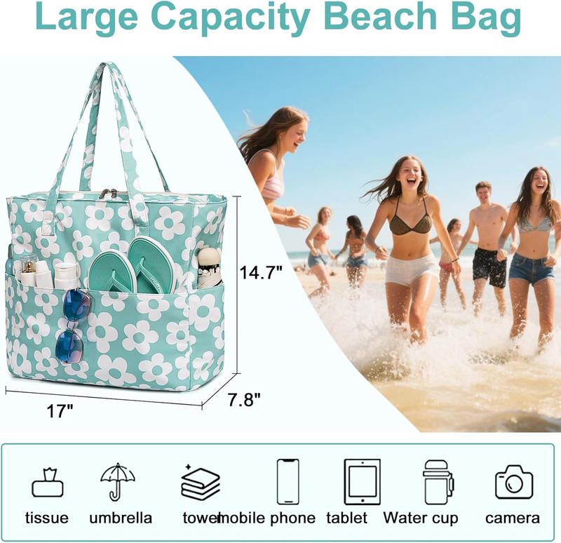 Beach Tote Bag Women Waterproof Large Sandproof Pool Travel Bag4